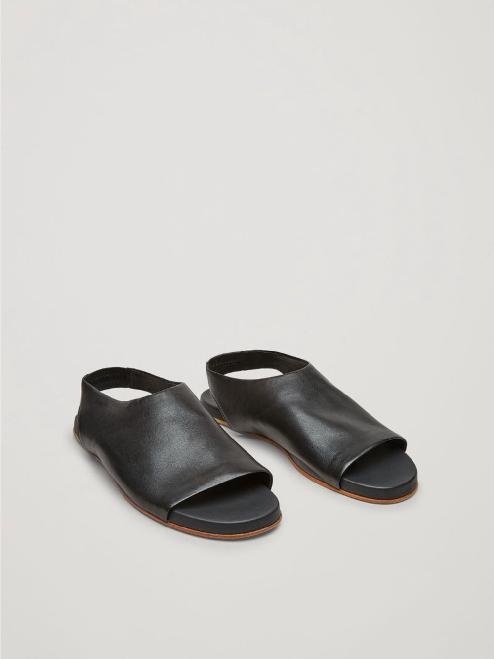 COS Black Leather Open-Toe Slingback Mules Sandals